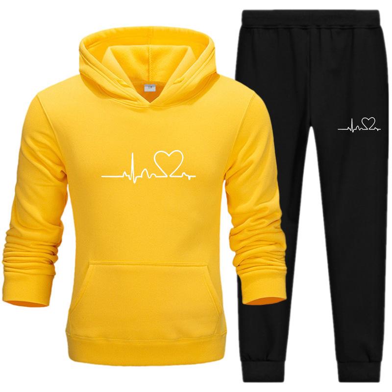 Men's Casual Sports Hoodie Set 2024 with Heart Rate Print