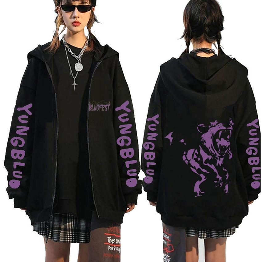 Singer Yungblud Black Hearts Club Zipper Hoodie Male Fleece Cotton Zip Up Hoodies Men Women Rock Vintage Oversized Zip Up Jacket