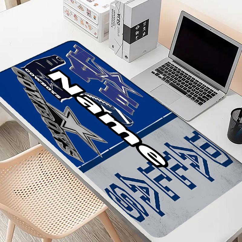 Custom Name Personalized Dallas Cowboys Pattern Mousepad, Laptop PC Desk Mat, Decorative Desk Mat for Home Keyboard Pad Gift