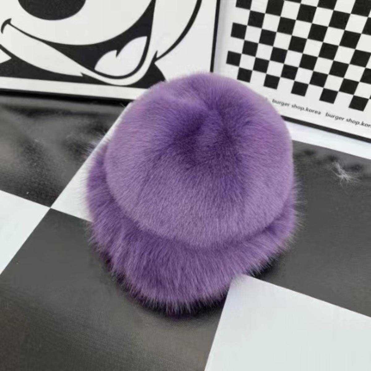 

Елегантна жіноча зимова шапка зі штучного хутра - Зручна та тепла товста монгольська шапка із захистом вух, Модний та простий дизайн, Еластична посадка One size фіолетовий