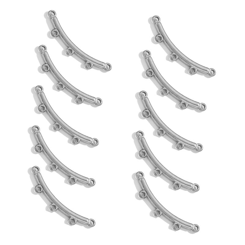 

10pcs Multi size Stainless Steel Curved Connectors Multihole Necklace and Bracelet Connector Jewelry Making Supplies 30mm срібний
