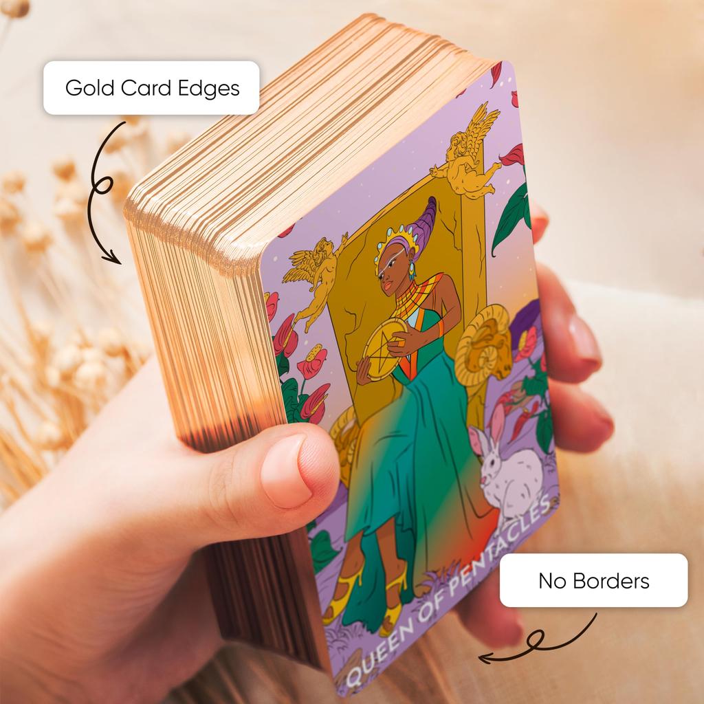 Wyspell Feminine Tarot Card Deck – Borderless – Guidebook Included – Neoteric Beginner Tarot Deck Cards