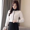 2026 Spring Korean Style Color Block Long-Sleeved Chiffon Shirt