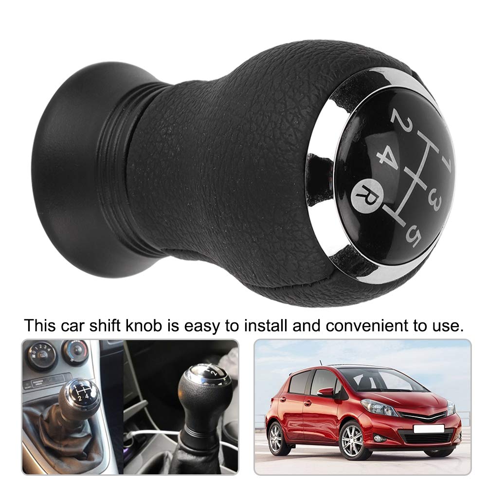 Gear Shift Car Change Gear Shift Knob Head Lever for Yaris Material Knob, 5-Speed 2005-2010 (Leather) ABS+PU