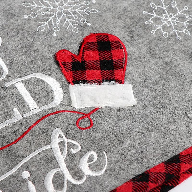 Black Red Check Christmas Tree Skirt for Merry Xmas Holiday Party Supplies Slim Tree Mat Wedding Decoration Ornaments