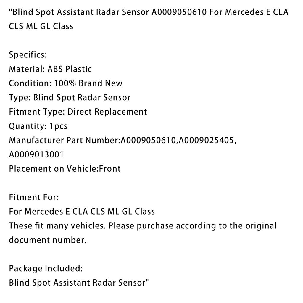 Blind Spot Assistant Radar Sensor A0009050610 For Mercedes E CLA CLS ML GL Class
