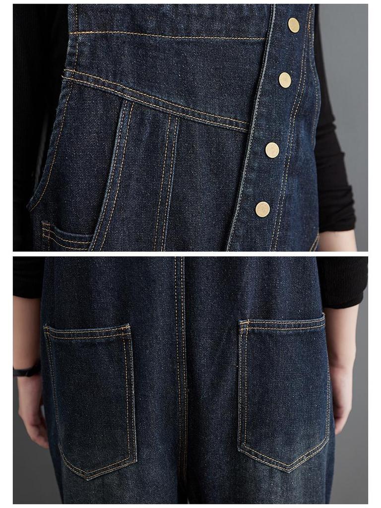 Women's Plus Size Slimming Cropped Overalls - Autumn Japanese & Korean Style