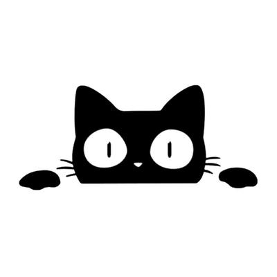 [JASDESIGN] Cat Sticker Cat Sticker Cutting Sticker Car Motorcycle Decal Look Peek Cute JM-176 (Black, 1)