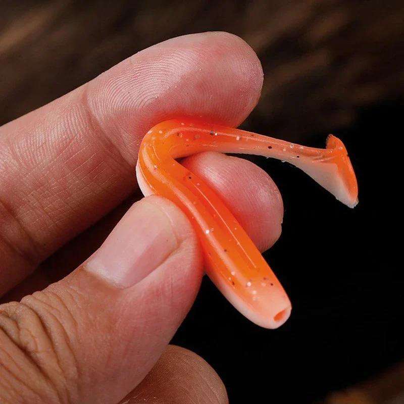 10/20pcs Micro Soft Fishing Lures T-tail Worm Lure big Silicone Artificial Bait Jig Wobblers 65mm for Bass Pike Fishing Tackle260319