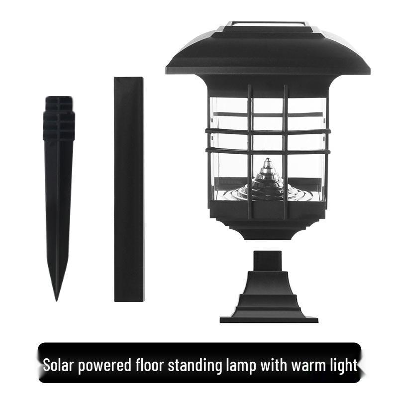 Waterproof Solar Decorative Column Lamp for Garden and Courtyard. Solar Courtyard Lamp