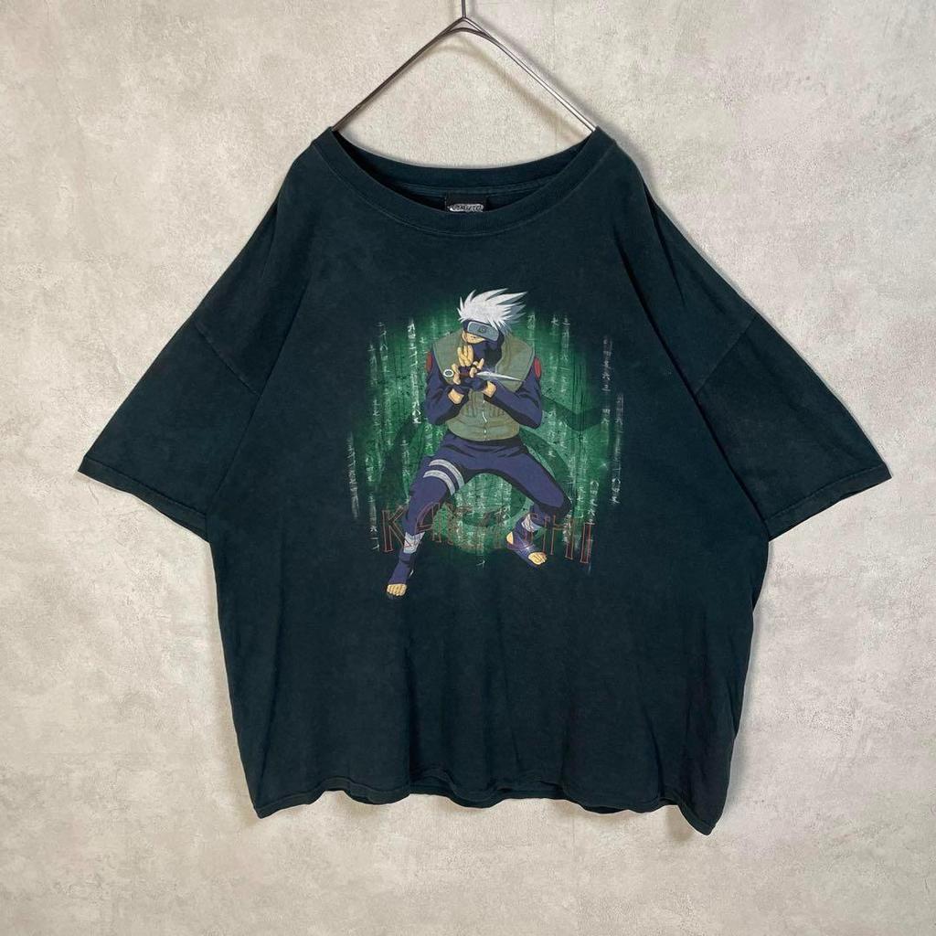 [USED] Vintage 2000s Hatake Kakashi Naruto Short Sleeve Shirt, Anime, Manga, Black, Part 1
