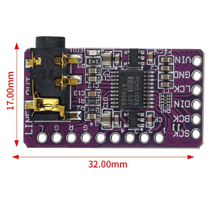 1Set Pcm5102 Interface I2S Dac Decoder Player Module For Raspberry Pi Phat Format Board Digital Audio Board