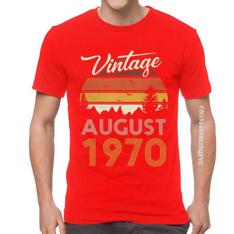 Vintage 1970 August T Shirt Mens Cotton Oversized Printing T Shirts Harajuku Tshirt 50th Birthday EMO Men Tees Tops