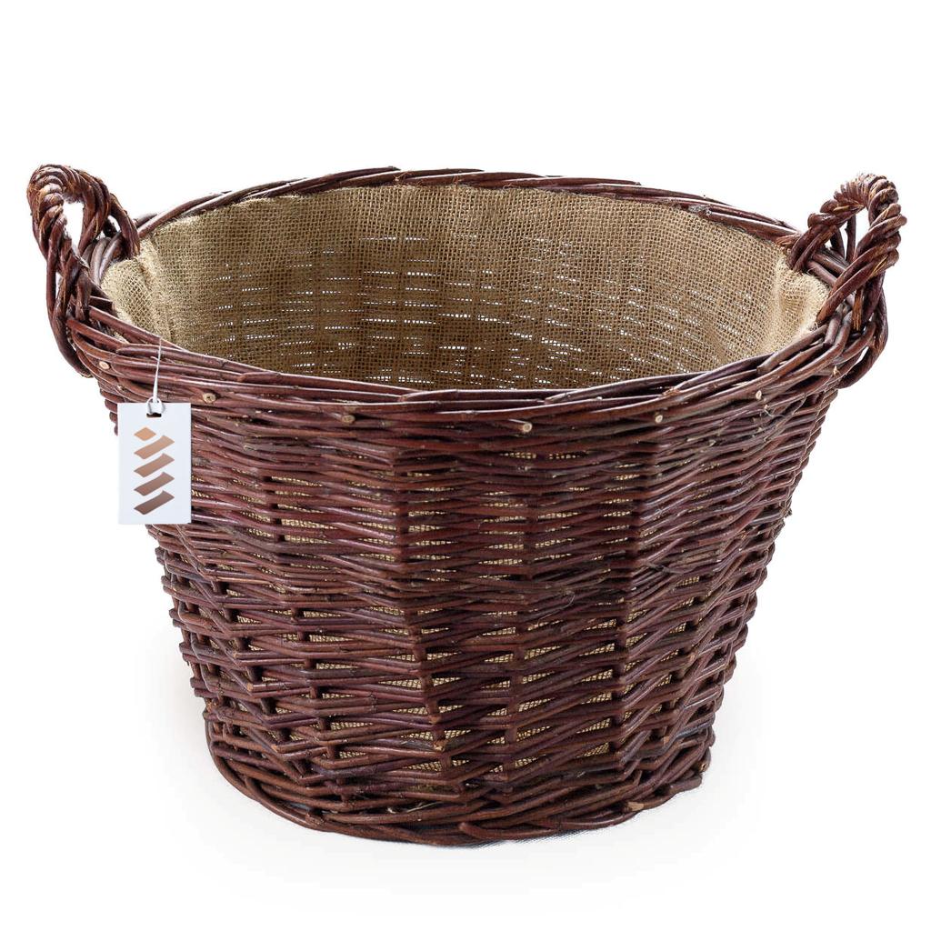Dark Wicker Farm Basket For Harvesting Fruit, Vegetables, Potatoes, Flower Pot, Balloon, Without Insert