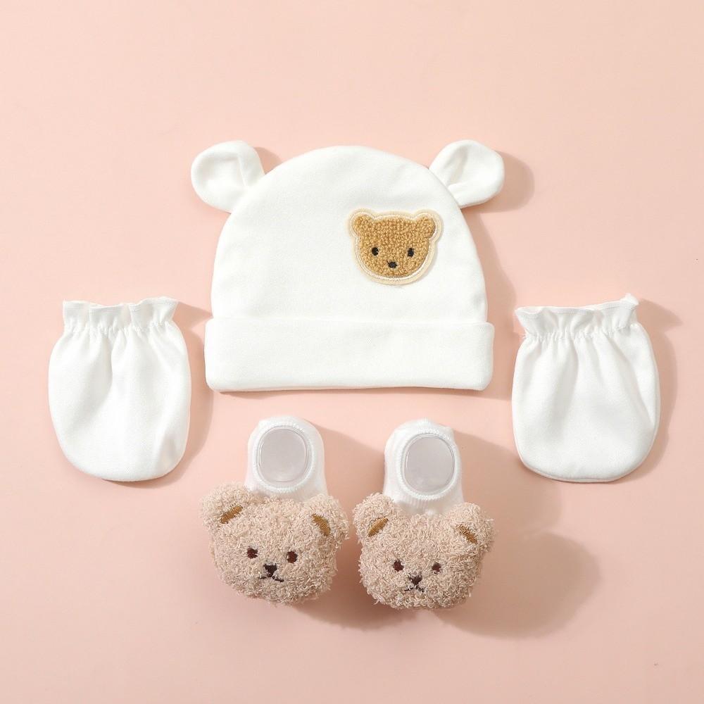 Elastic Baby Hat Gloves Socks Set Warm Infant Mittens Soft Newborn Hat Unisex