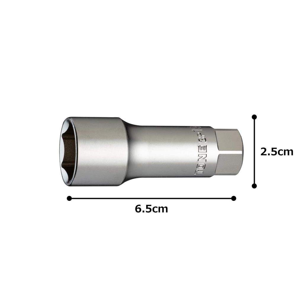 TONE Spark Plug Socket with 19mm Wrench Size HP3P-19S (Hexagonal, Magnet), 9.5mm (3/8") Drive,