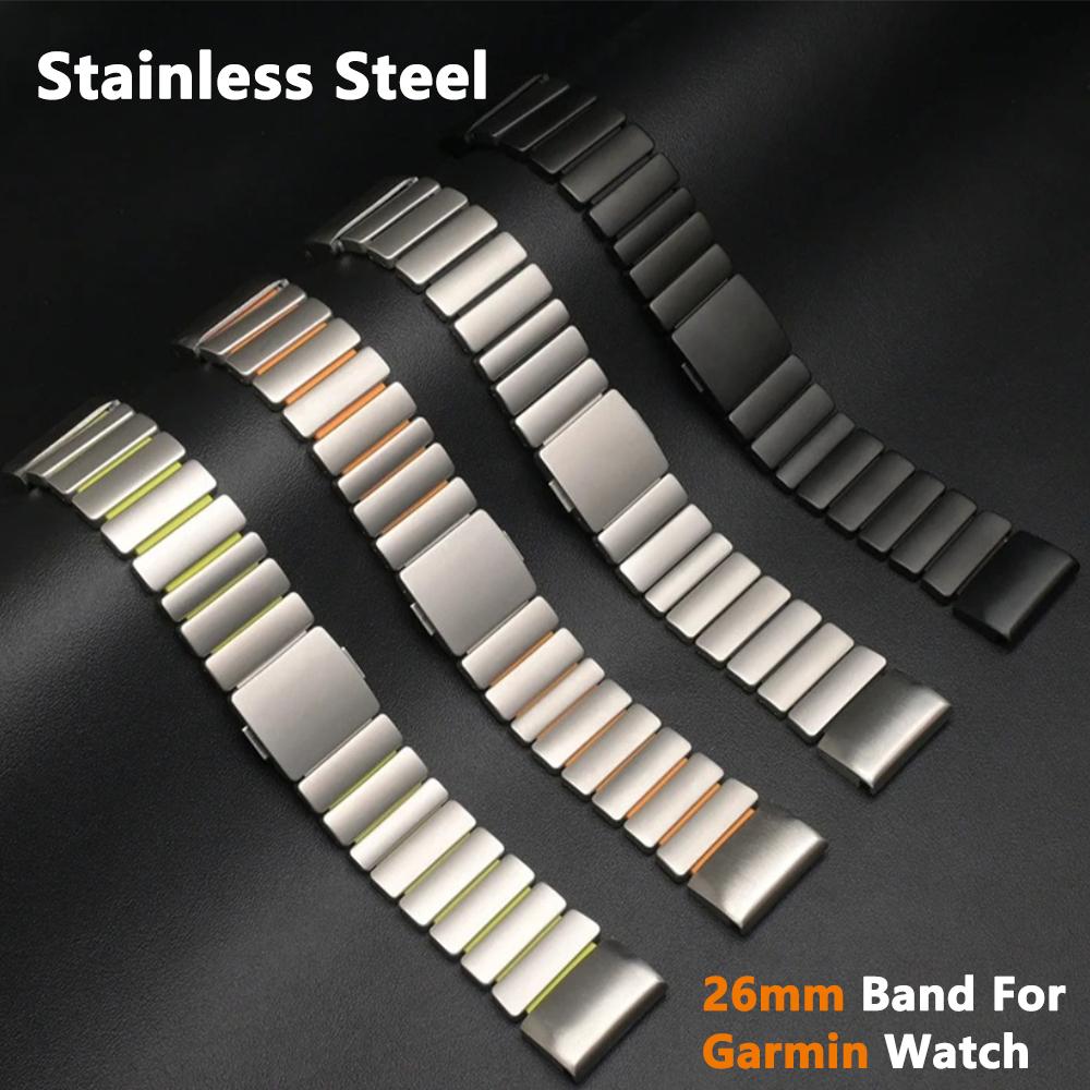 26mm Stainless Steel Metal Strap for Garmin Watch Enduro 3 2 Fenix 8 7X Pro 51mm Fenix 6X Rubber Men Band for Garmin Tactix 7Pro