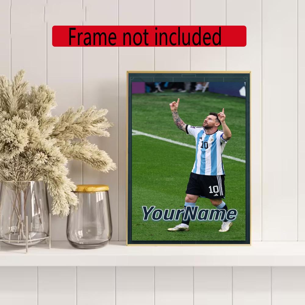 Messi Customize Your Name Diamond Painting Round Diamond Diy Frameless Holiday Artwork Suitable For Home Office Wall Decoration