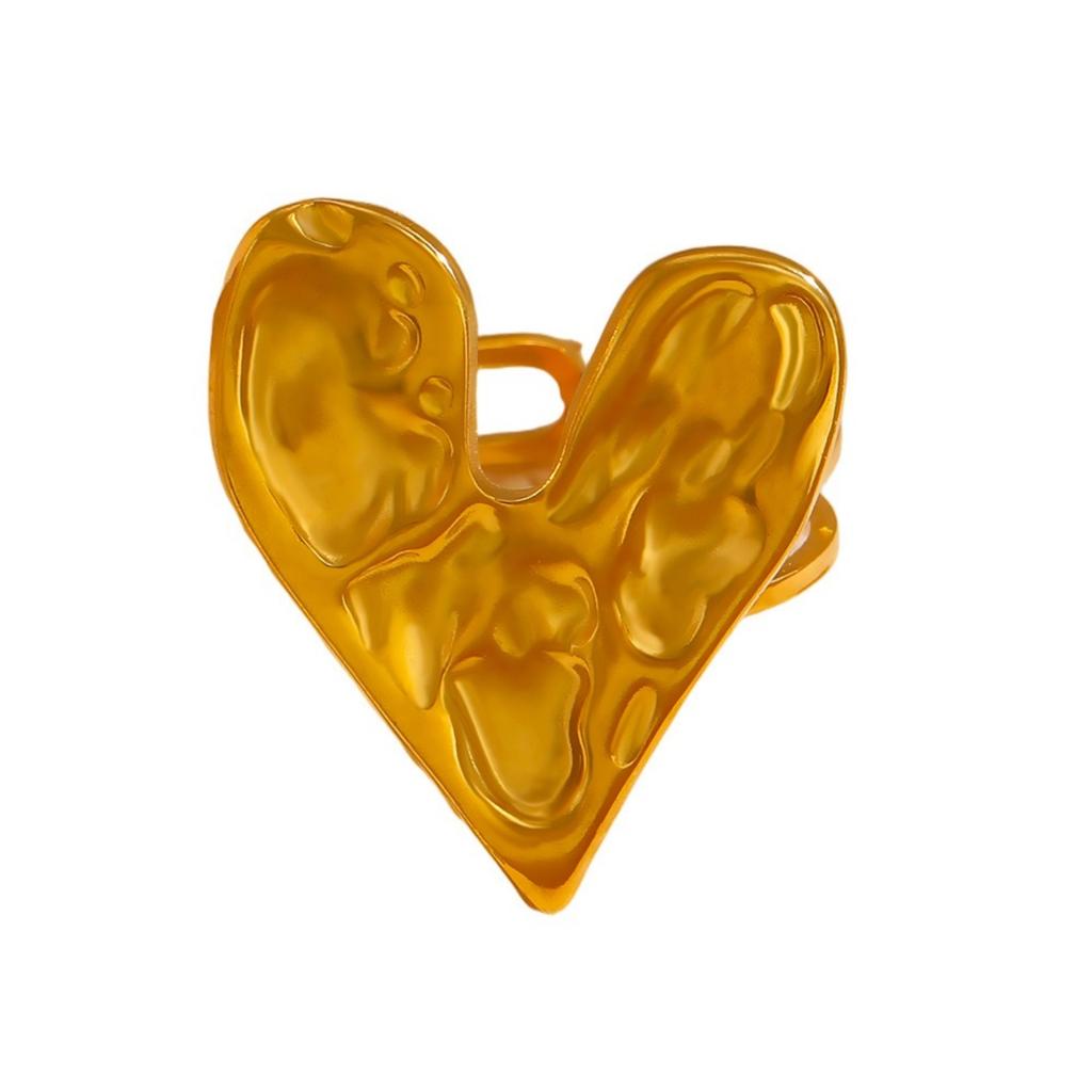 Stylish Valentine's Day 18K Gold Plated 304 Stainless Steel Open Adjustable Heart Rings For Women Gift 16.9mm(US Size 6.5)