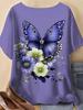 2026 Fashion 3D Butterfly Print T-Shirt for Women Summer Casual O-Neck Short Sleeve Tops Loose Summer Tees Y2k Woman Clothing