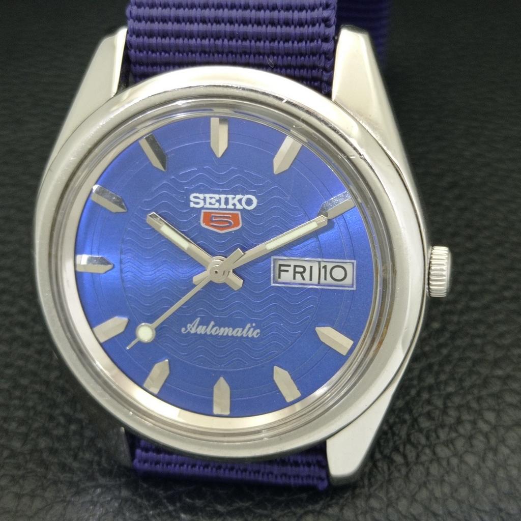 Seiko 5 AUTOMATIC 6319A JAPAN MENS VINTAGE BLUE COLOR DIAL WATCH A701405-5 R206b-a701405
