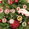 18pcs/set Vintage Christmas Tree Wood Pendant Cartoon Xmas Tree Hanging Ornament  New Year
