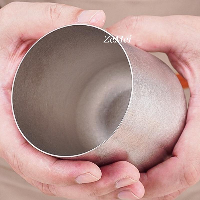 1Pcs Pure Titanium Double-Wall Water Cup,Beer Mug,Tea Cup,Coffee Goose Egg Cup Lightweight Portable Outdoor Camping Travel Mug