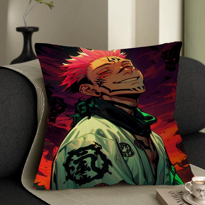 Poduszka Anime R-Ryomen S-Sukuna Poduszka Anime Pokrowiec na Poszewkę Poduszki na Kanapę Łóżko Zagłówek Pokrowiec na Poduszkę 45x45 Cm Modny