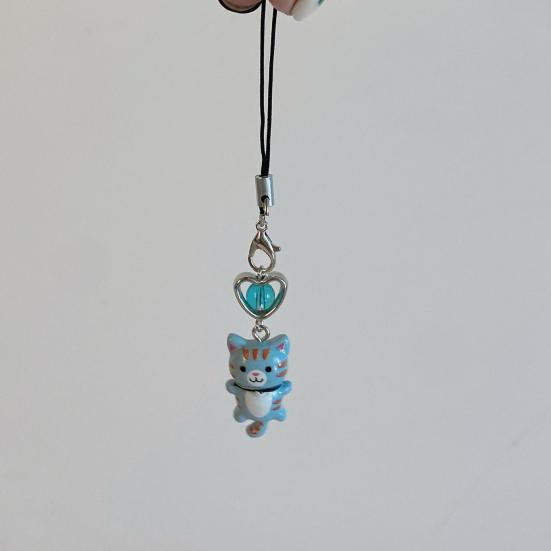 1/6Pcs Keychain Heart Cat Styling Design Keyring Phone Decoration Kitty Phone Charm Multifunctional Charm Key Holder
