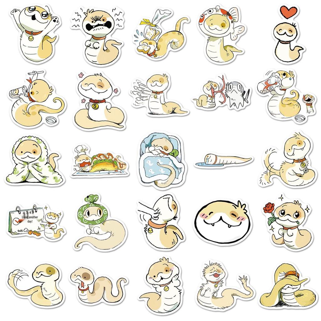 50 Cute Waterproof Emoji Stickers - Puppy, Snake & Dot Designs for Decorating Boxes, Phone Cases & Computers (50 Sheets)