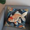 2D Stylish Koi Fish Pattern Decorative Pillow Cover Pattern Cushion Cover Suitable For Sofa Bedroom Car Pillow Cover