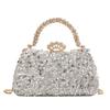 Fashion Shiny Sequin Sequin Handbag Gold Sequin Lock Buckle Party Handbag Nylon Lining Clutch Bag Party