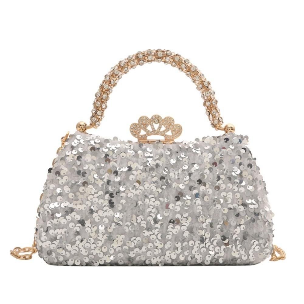 Fashion Shiny Sequin Sequin Handbag Gold Sequin Lock Buckle Party Handbag Nylon Lining Clutch Bag Party