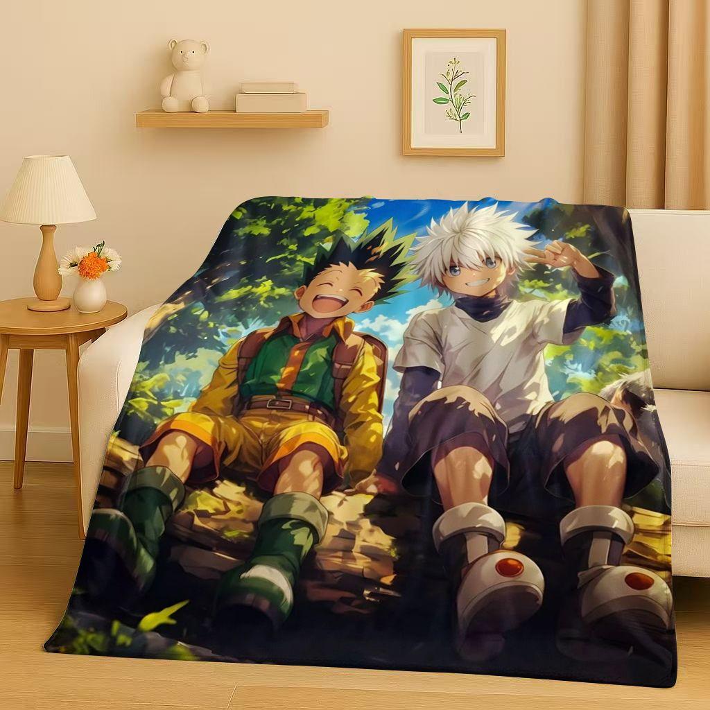 3D Anime Hunter X Hunter Killua Zoldyck Cartoon HXH Flannel Blanket,Ultra Soft Warm Plush Throw for Home Bedroom Bed Sofa Cover