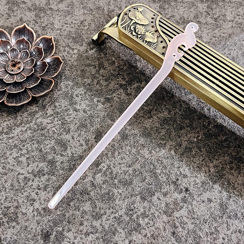 Imitation Jade Ancient Wind Hairpin Daily Hair Coiffure Hanfu Bamboo Xiangyun Cheongsam Hair Pulling Pill Head Multicolor Hairpin