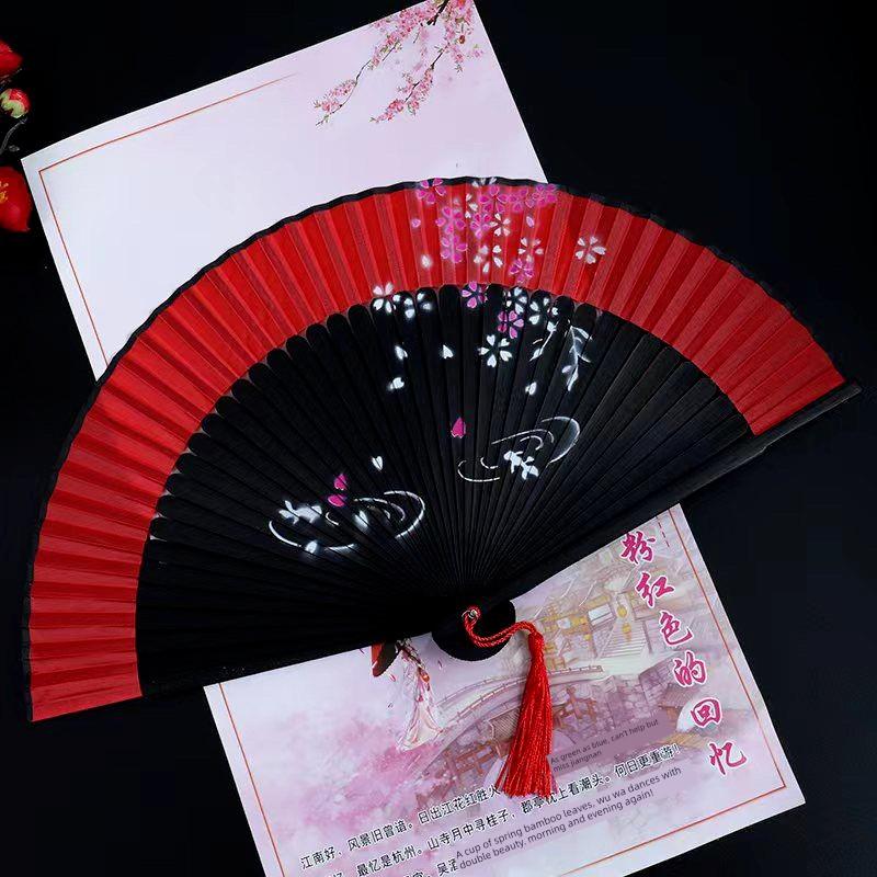 Ancient-Style Folding Fan, Chinese-Style Folding Fan, Smooth Opening and Closing, Retro Summer Classical Hanfu Cheongsam Small Folding Fan