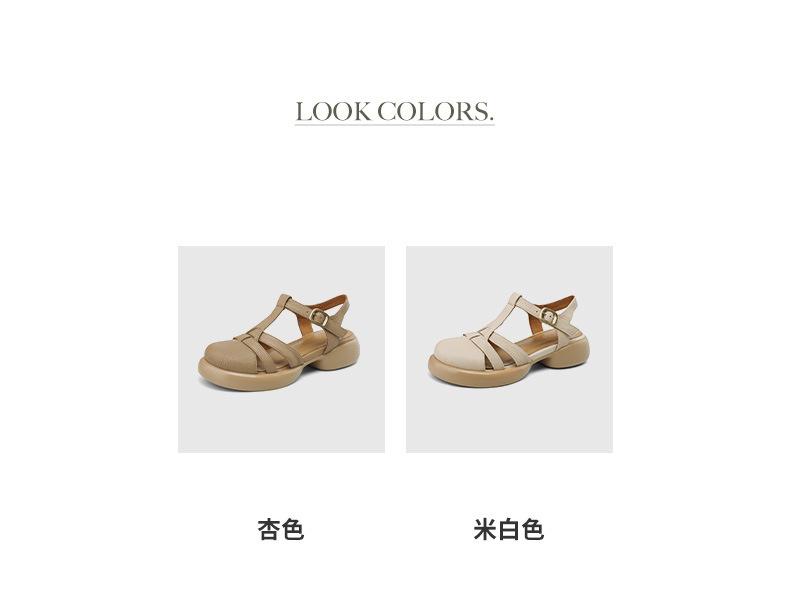 Retro round head hollow bag head sandals women's 2025 summer new soft-soled woven Roman shoes