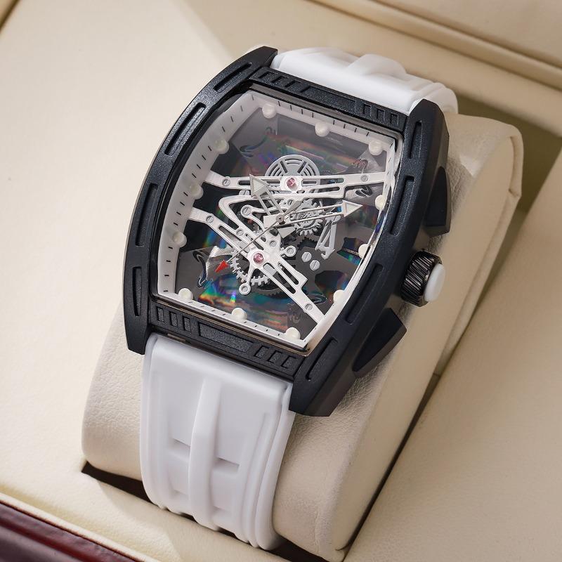 Barrel Richard Hollow Fashion Men's Watch Men's Watch Silicone Strap Watch Quartz Watch