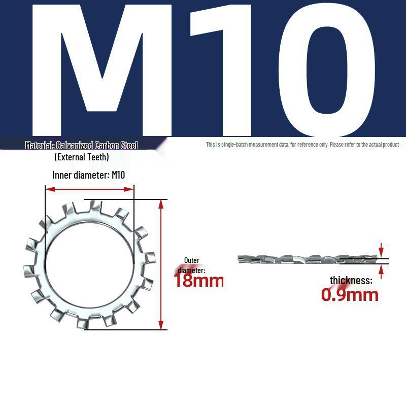 Carbon Steel Zinc-Plated Lock Washer with Inner and Outer Teeth