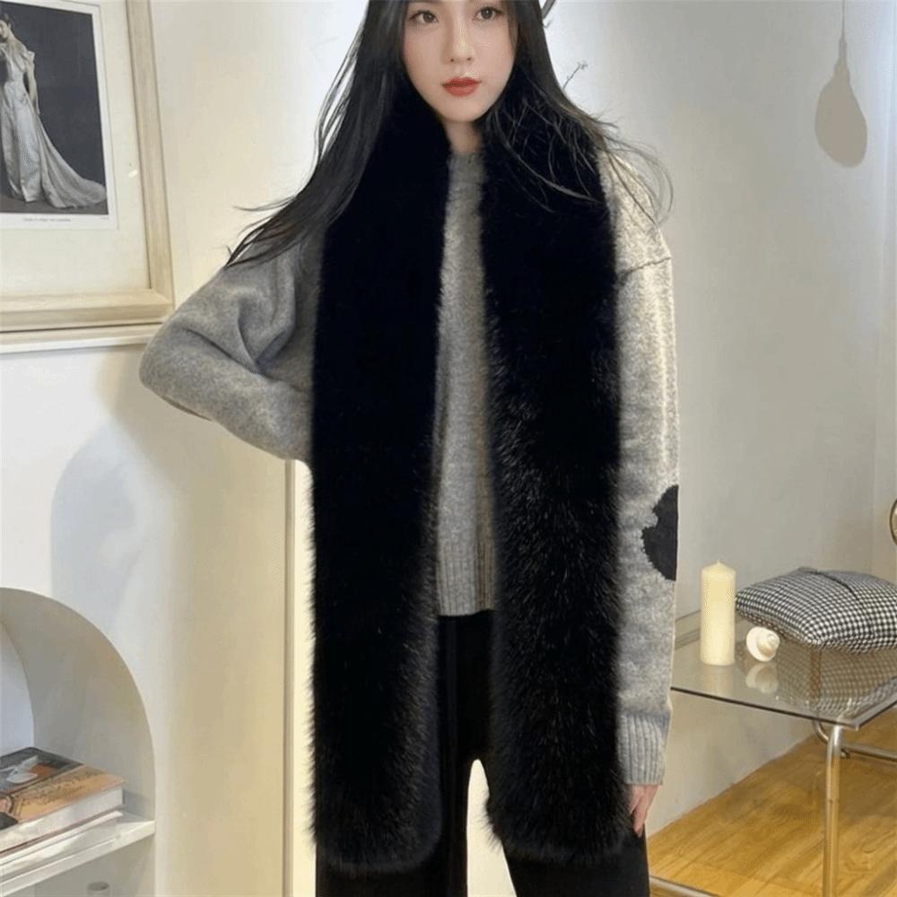 Long Imitation Mink Fur Scarf Thick Fluffy Long Scarf Luxury Plush Neck Warmer Party