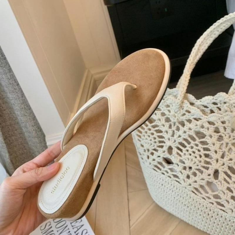 Versatile height increase cm~ French holiday style outer wear, toe slope heel flip-flops, outer high sense