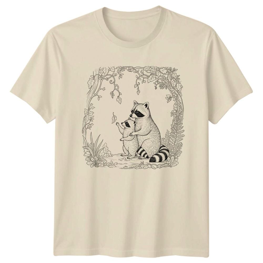Raccoon Mother And Baby Holding TShirt Woodland New Parent