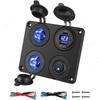 12V USB-C 4 In 1 DIY Kit Marine Switch Panel Outlet PD 30W QC3.0 18W USB Port with Dual Cigarette Lighter Socket for Boat Bus