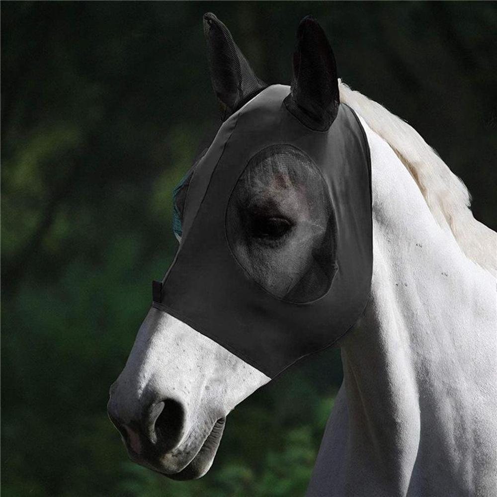 New Breathable Horse Fly Mask Anti Mosquito Flies UV Protection Equine Equestrian Supplies Full Face Ear Cover Horse Riding Gear 3