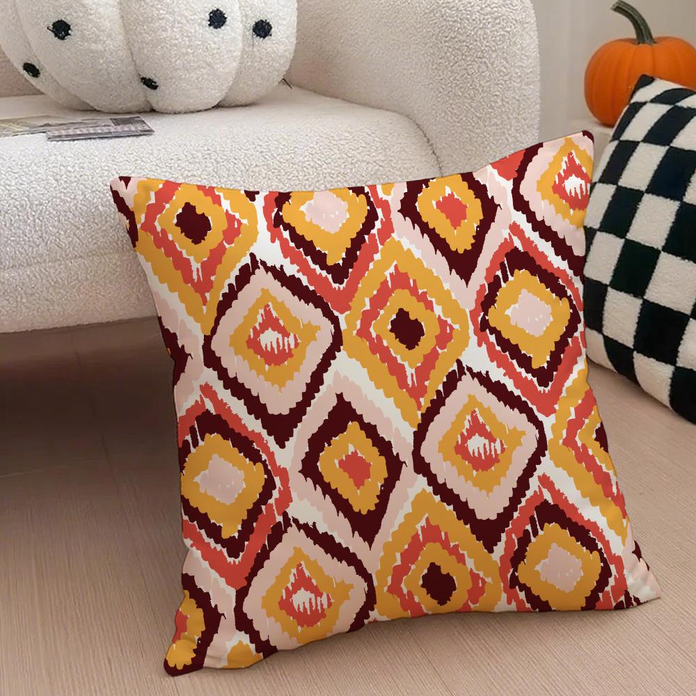 Boho Textile Pattern BBohemian Ethnic Prints Cushion Cover Throw Pillow Cover Hidden Button Durable Polyester Chair Cushion