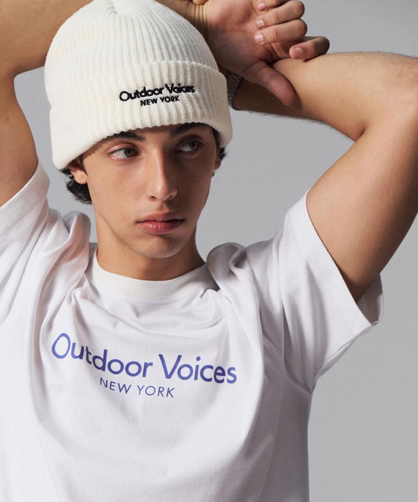 Ausdoeoboiseu Classic Logo Ny Cuff Beanie (Ivory)