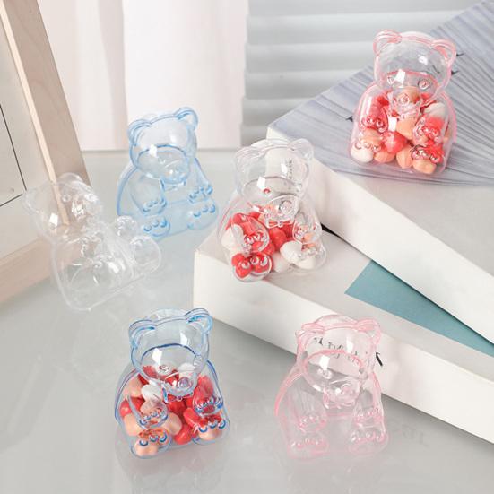 2 Stück Süße Bärenförmige Süßigkeitenschachteln Klare Füllbare Leckerli-Behälter Wiederverwendbare Feiertagssüßigkeiten-Geschenkbox für Junggesellinnenabschied Hochzeit Weihnachtsfeier Gastgeschenke