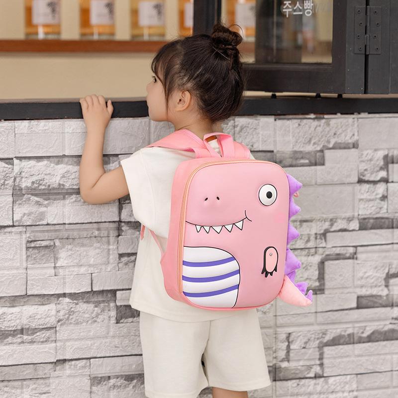 School bag new dinosaur school bag boys and girls cute cartoon hard shell backpack eyes luminous