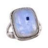 Natural Rainbow Moonstone Gemstone Handmade 925 Solid Silver Gift Ring S.6 F0o16