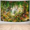 Fantasy Forest Tapestry Enchanted Mushroom Magical Tapestry Fairytale Wonderland Tree House Tapestries Wall Hanging Art For Kids